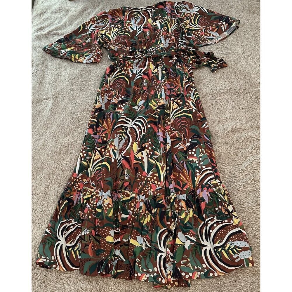 Farm Rio x Anthropologie Fiesta Wrap Maxi Dress Size S - Picture 15 of 16